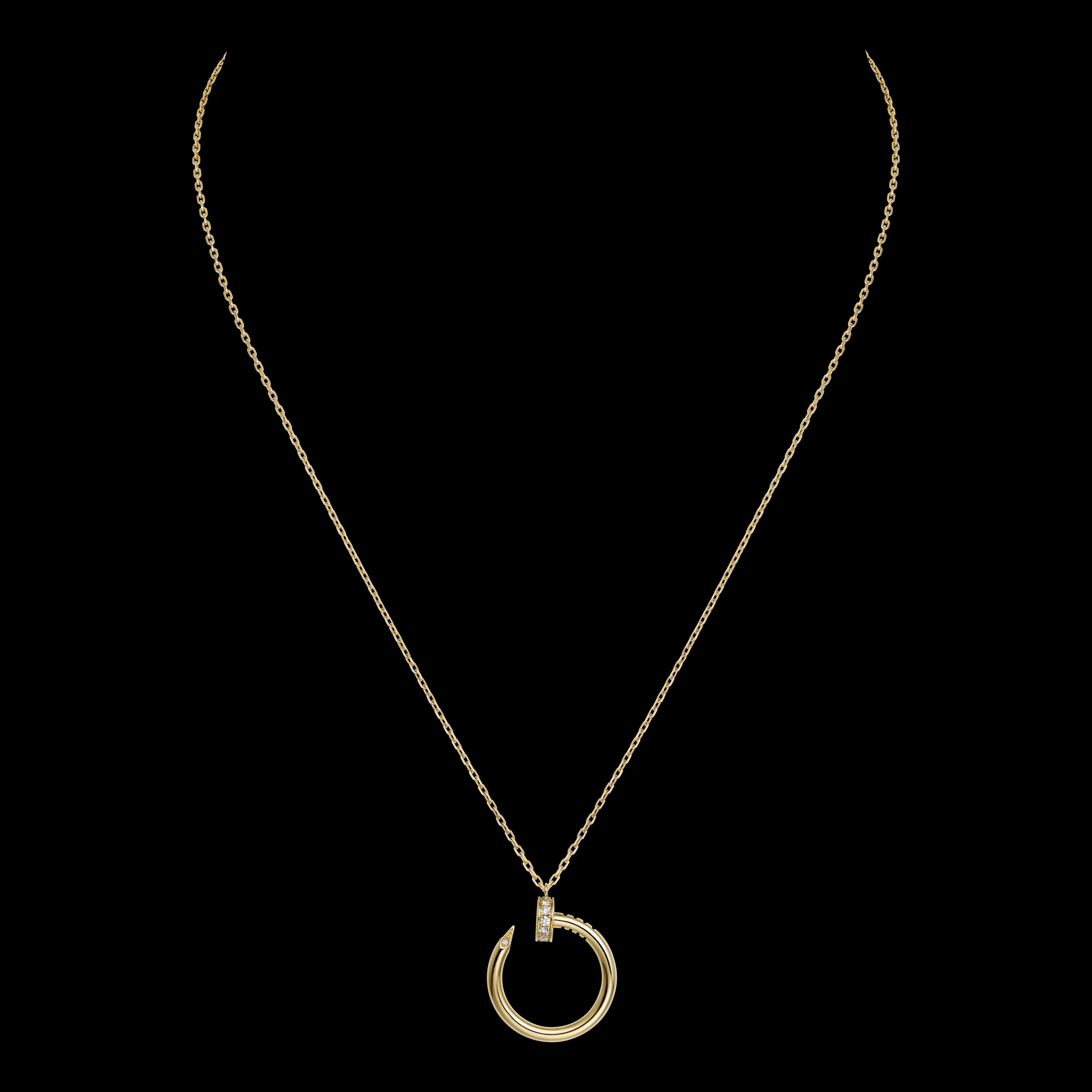 Necklace, yellow gold, diamond س paved