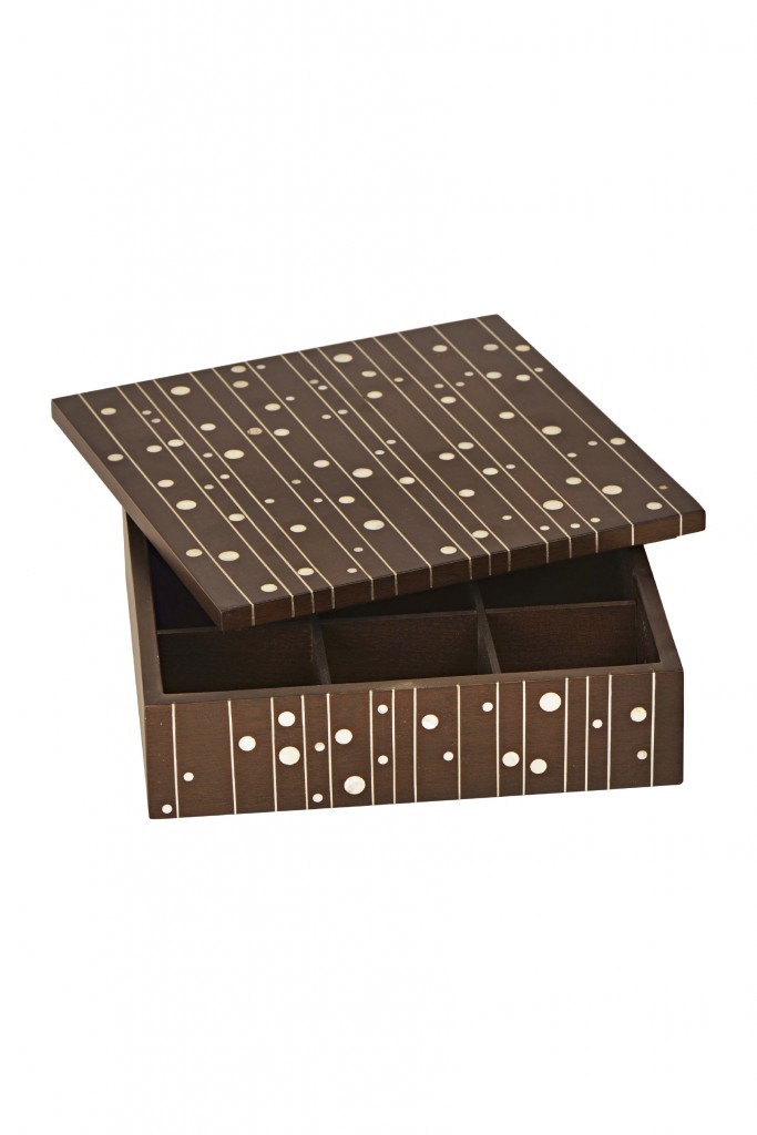 resized_Classic Tea box, with mother of pearl lines and dots design handmade by Nada Debs in Lebanon, price; AED 771.
