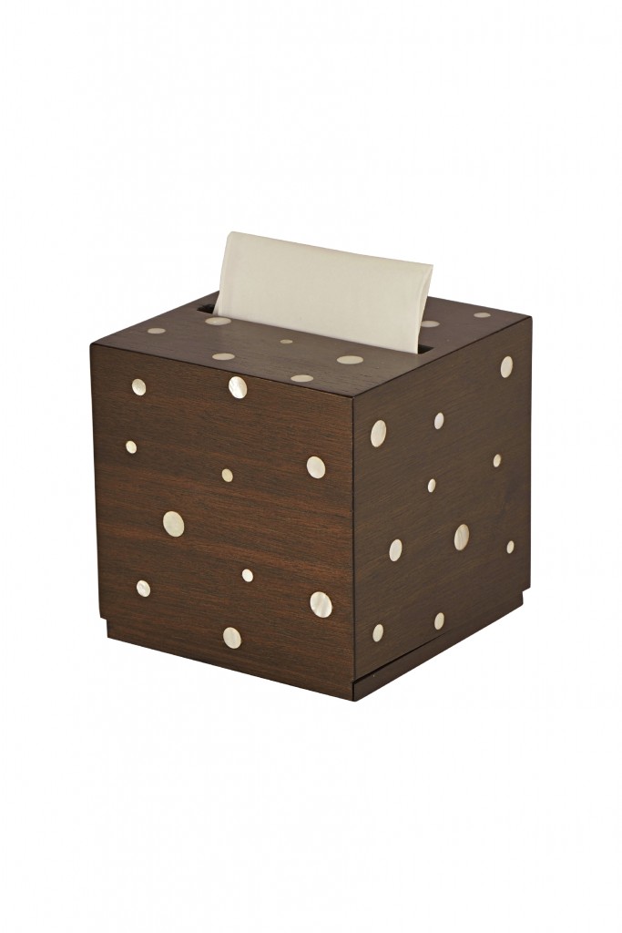 resized_Classic tissue box with mother of pearl dots design made by Nada Debs in Lebanon, price; AED 838.