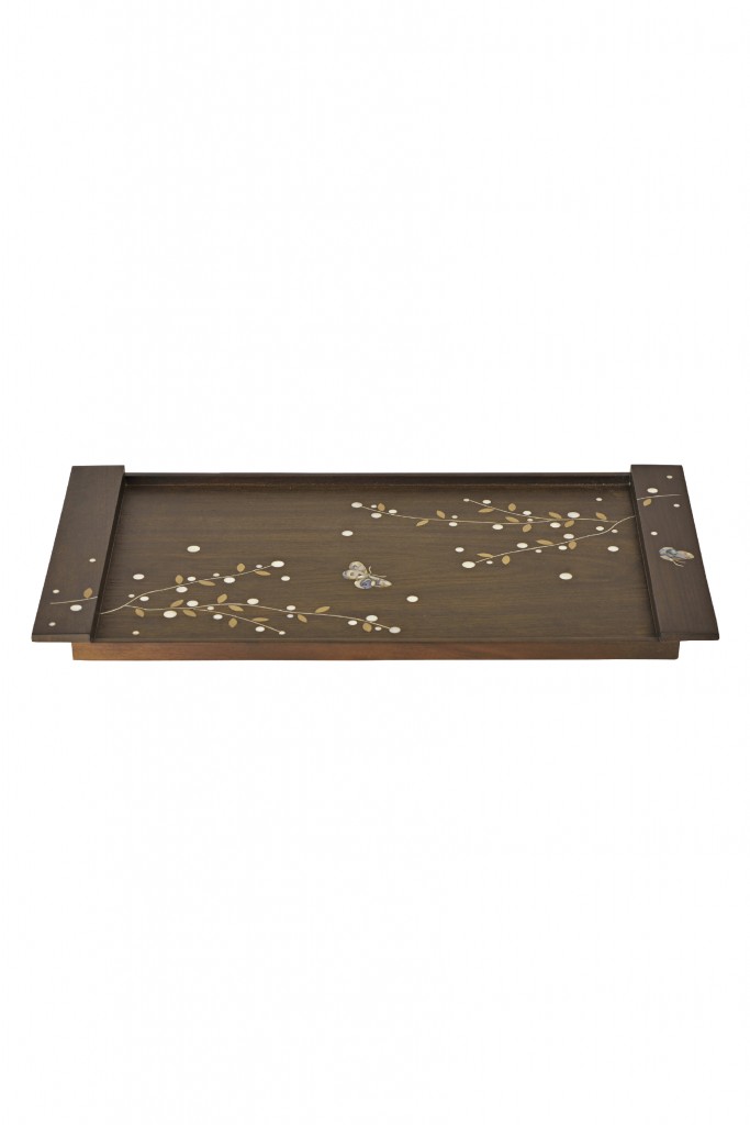 resized_Wooden Classic Tray XL with a mother of pearl touch reflecting the simple japanese design handmade by Nada Debs in Lebanon, price; AED 1,107.