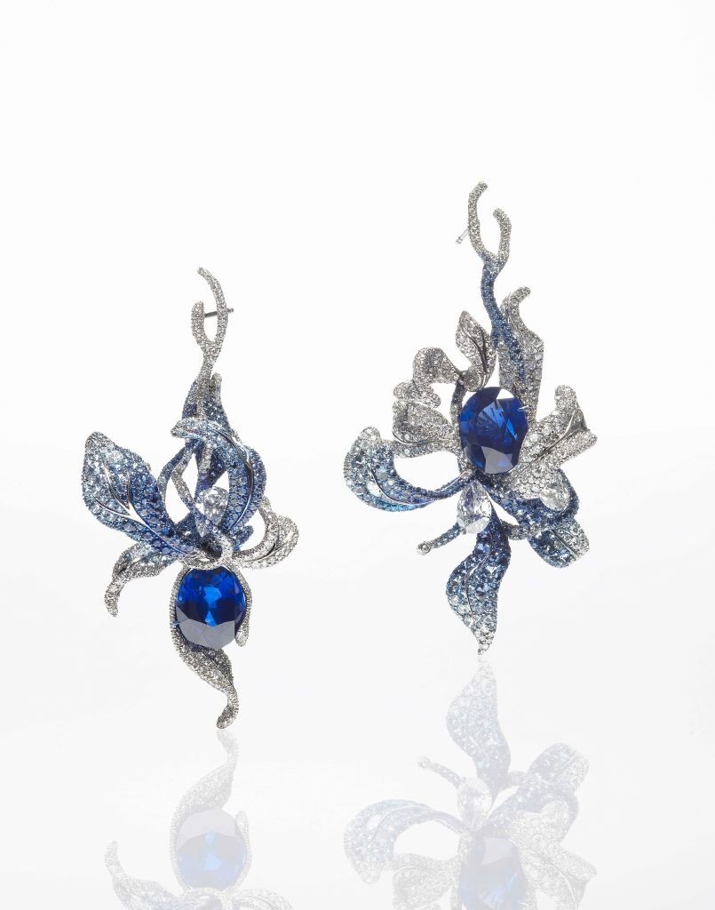 resized_Cindy Chao Sapphire Orchid Earrings (SE00031)