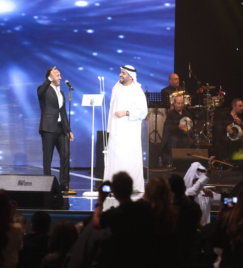 resized_Platinum Records- DSS 2015- Hussain Al Jassmi & Kadim Al Saher Duet (3)