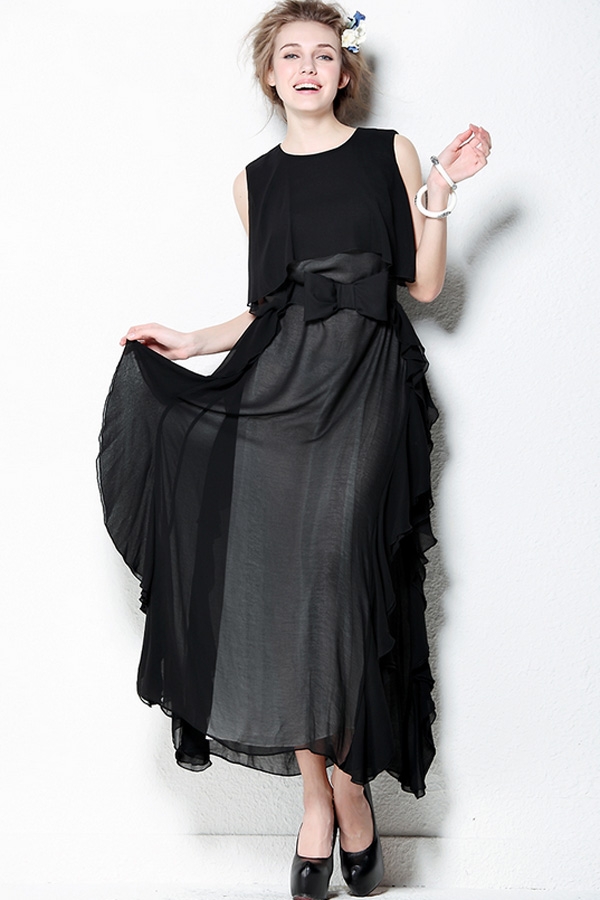 Fashion-Black-Chiffon-Maxi-Dress