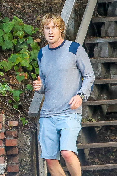 *EXCLUSIVE* Owen Wilson gets in a stairs cardio workout