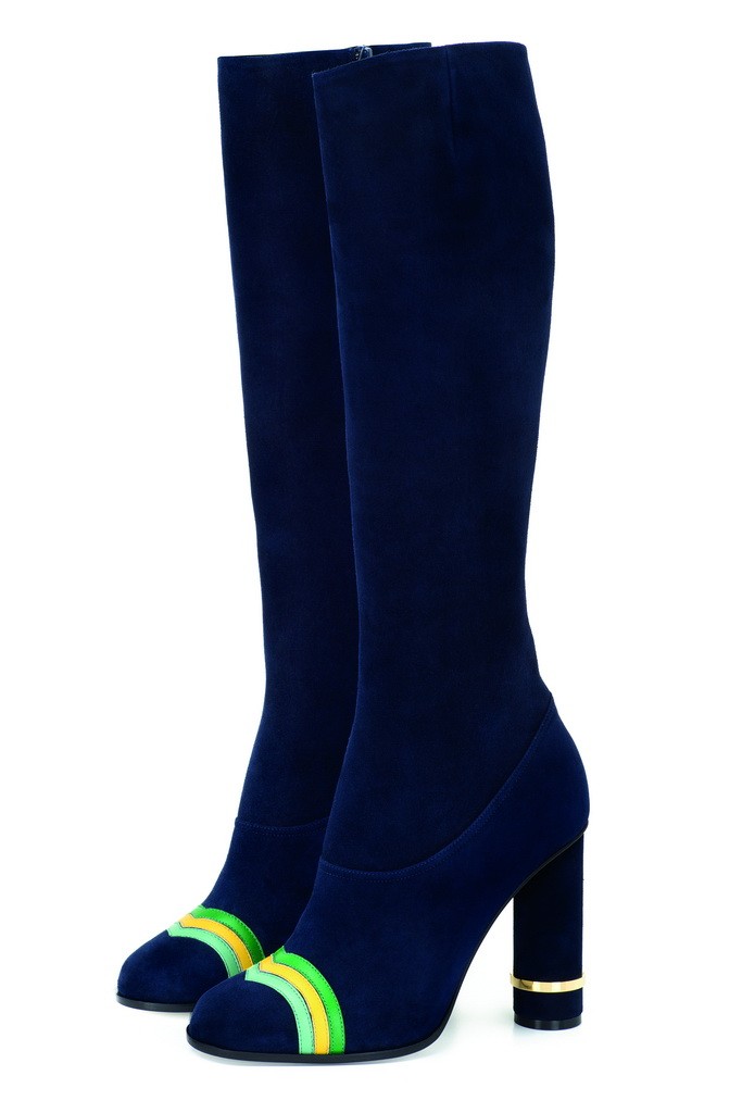Navy suede boot