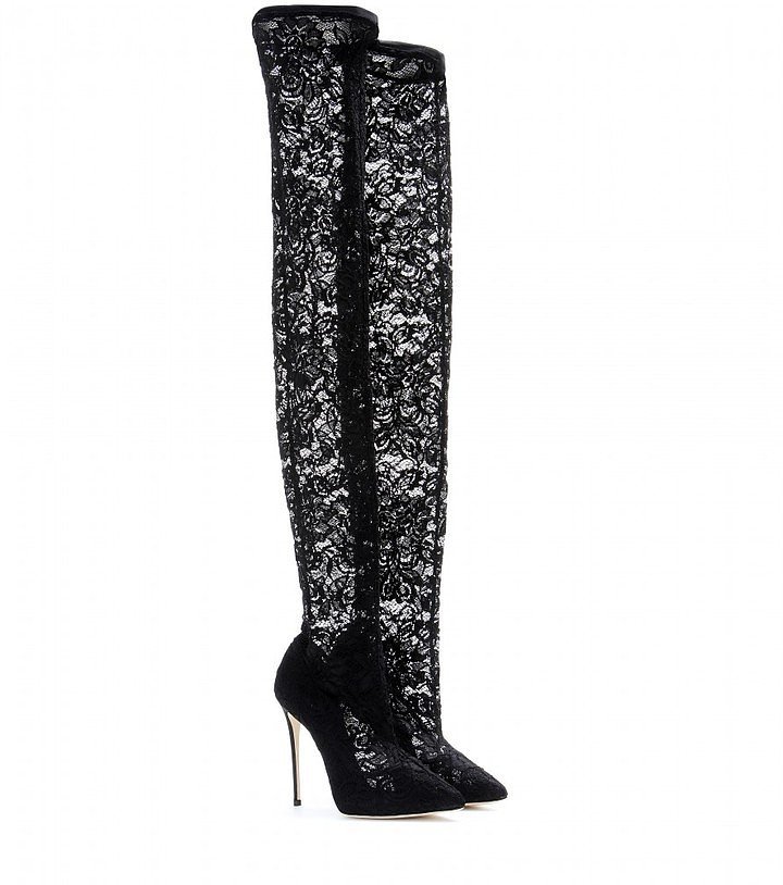 Dolce & Gabbana Lace Over the Knee Boots