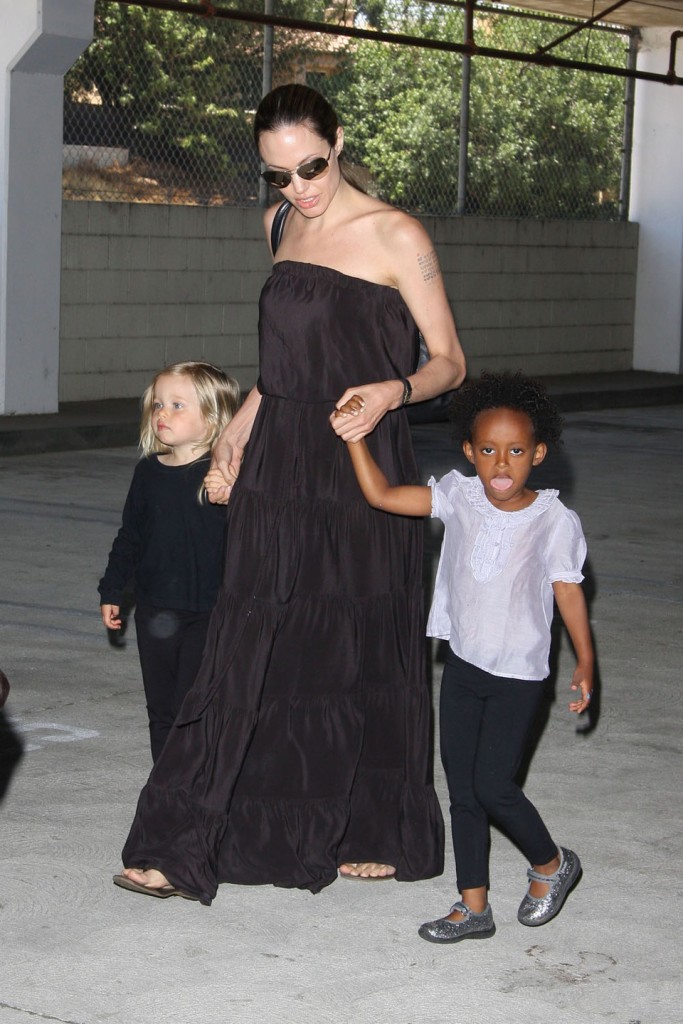 Angelina Jolie takes her girls to a dance class in Studio City