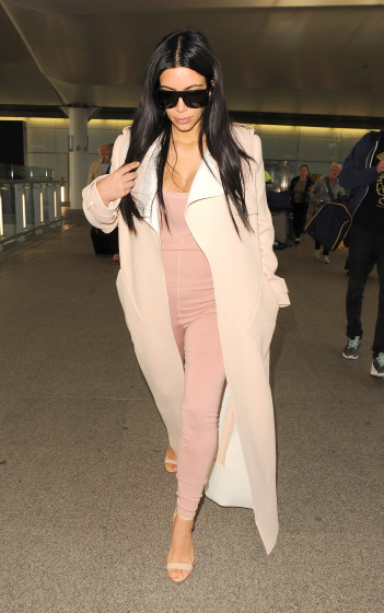 A pregnant Kim Kardashian's maternity style is on point at Heathrow **NO UK**