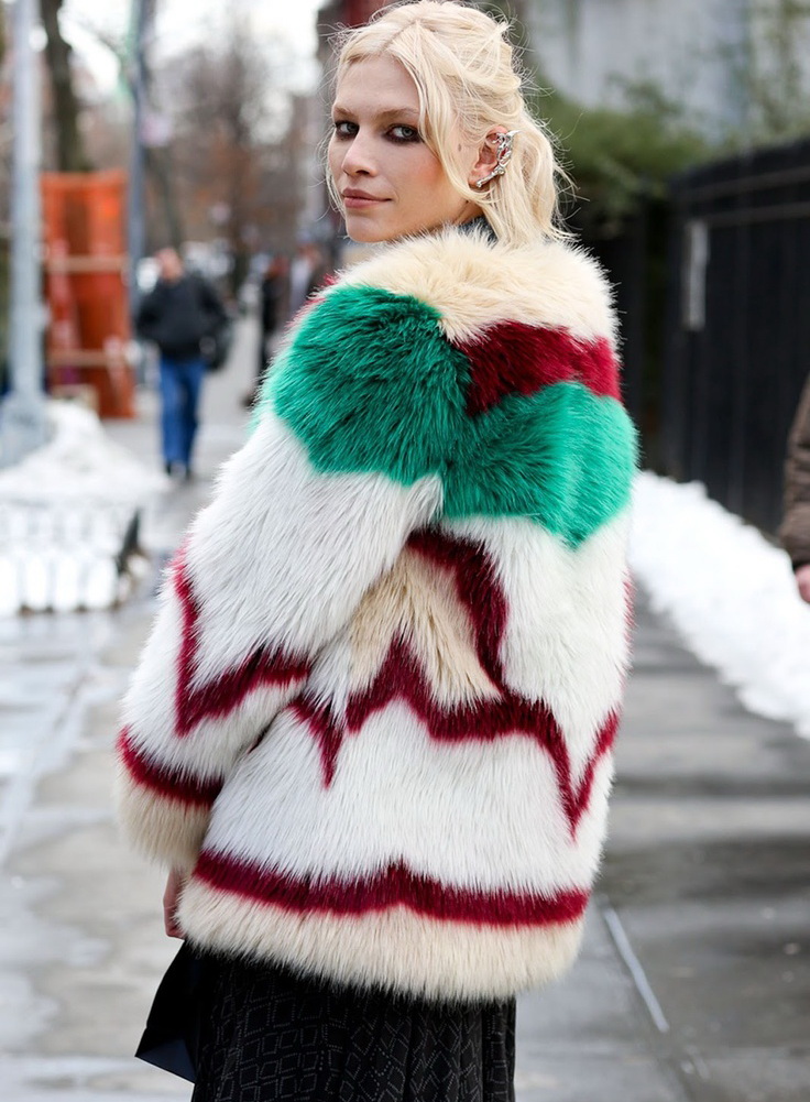 Colorful fur coat