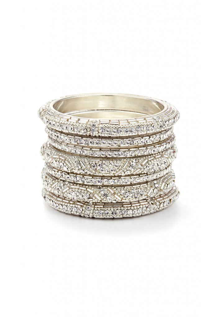 Silver Glitz Bangle Set