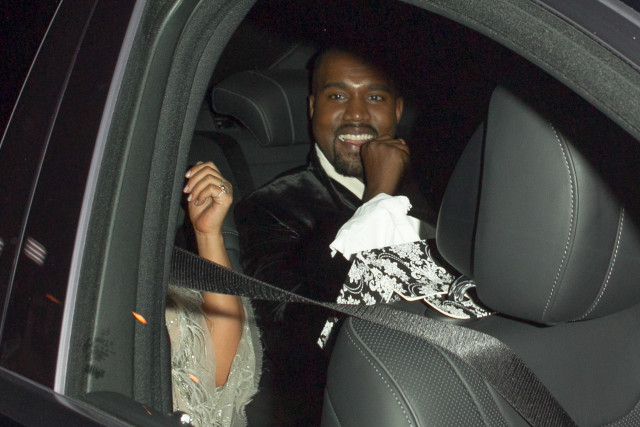 Kim Kardashian and Kanye West arrive for Kris Jenners 60th birthday party