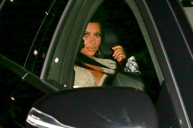 Kim Kardashian and Kanye West arrive for Kris Jenners 60th birthday party