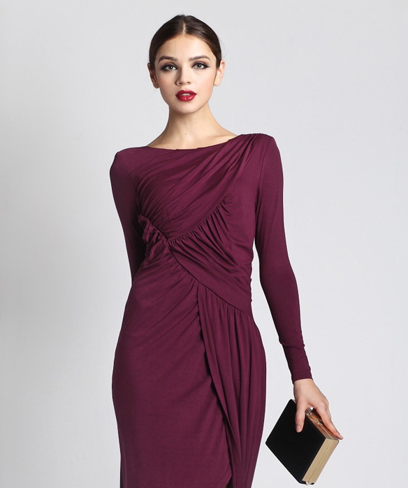 2013-summer-and-spring-women-s-Fashion-T-stage-irregular-pleated-elegant-placketing-long-sleeve-maxi