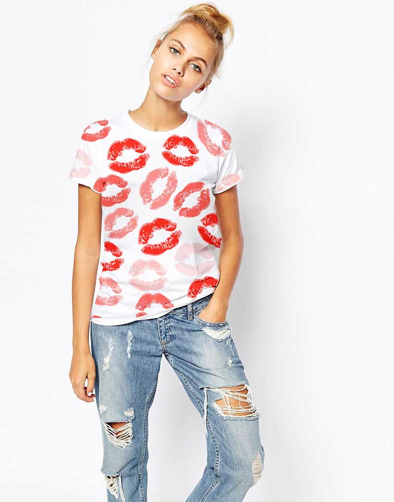 Summer-Short-Sleeve-font-b-Women-b-font-T-font-b-Shirt-b-font-red-lip