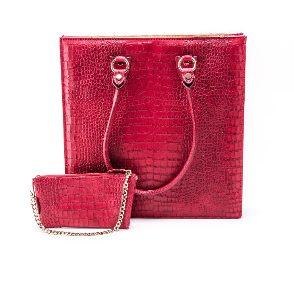 resized_Aida Tote Bag in Red Crocodile Print_AED 4200
