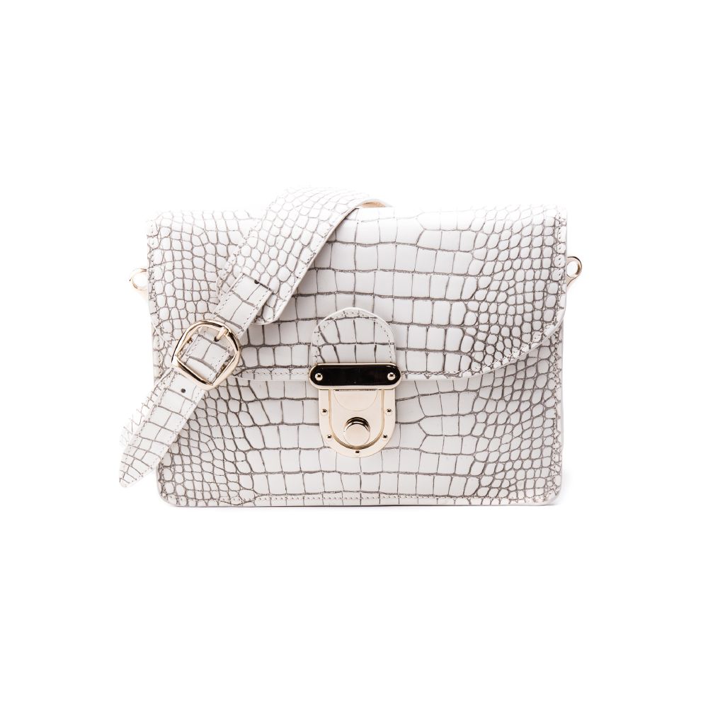 resized_Angelina Cross Body Bag in Dirty White Crocodile Print_AED 4000