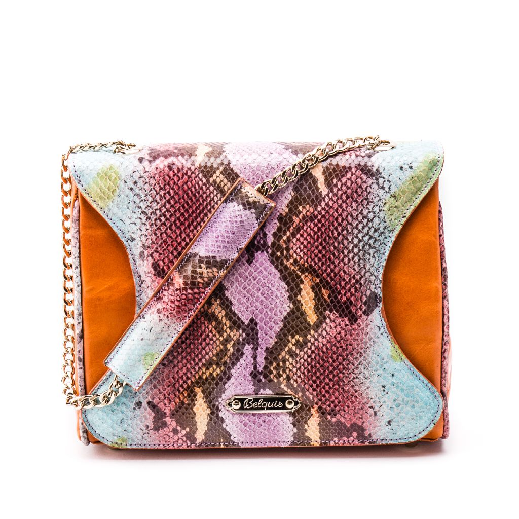 resized_Gabriella Flapbag in Multicolor Orange Python Print_AED 4500