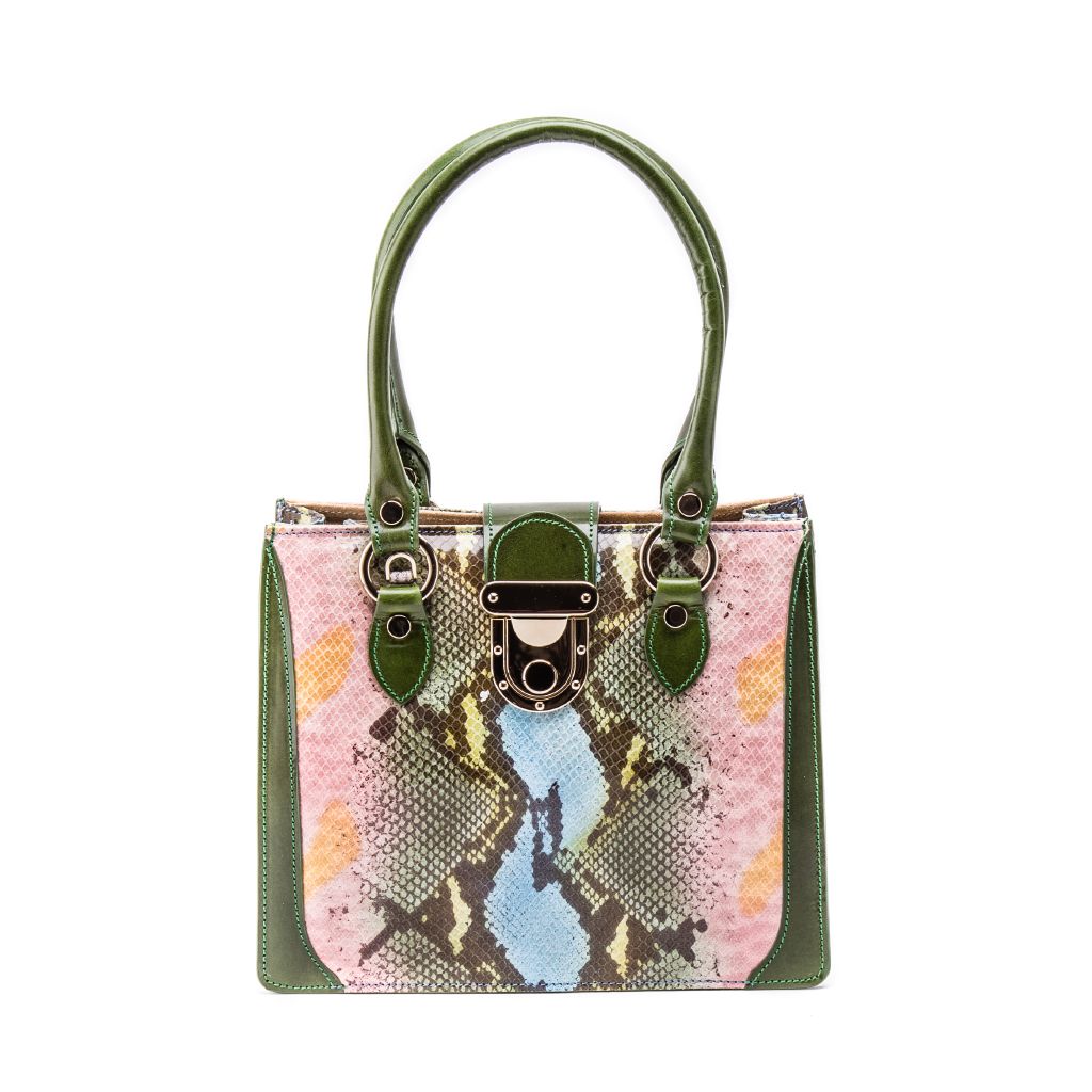 resized_Gemma Tote in Multicolor Green Python Print_AED 4200