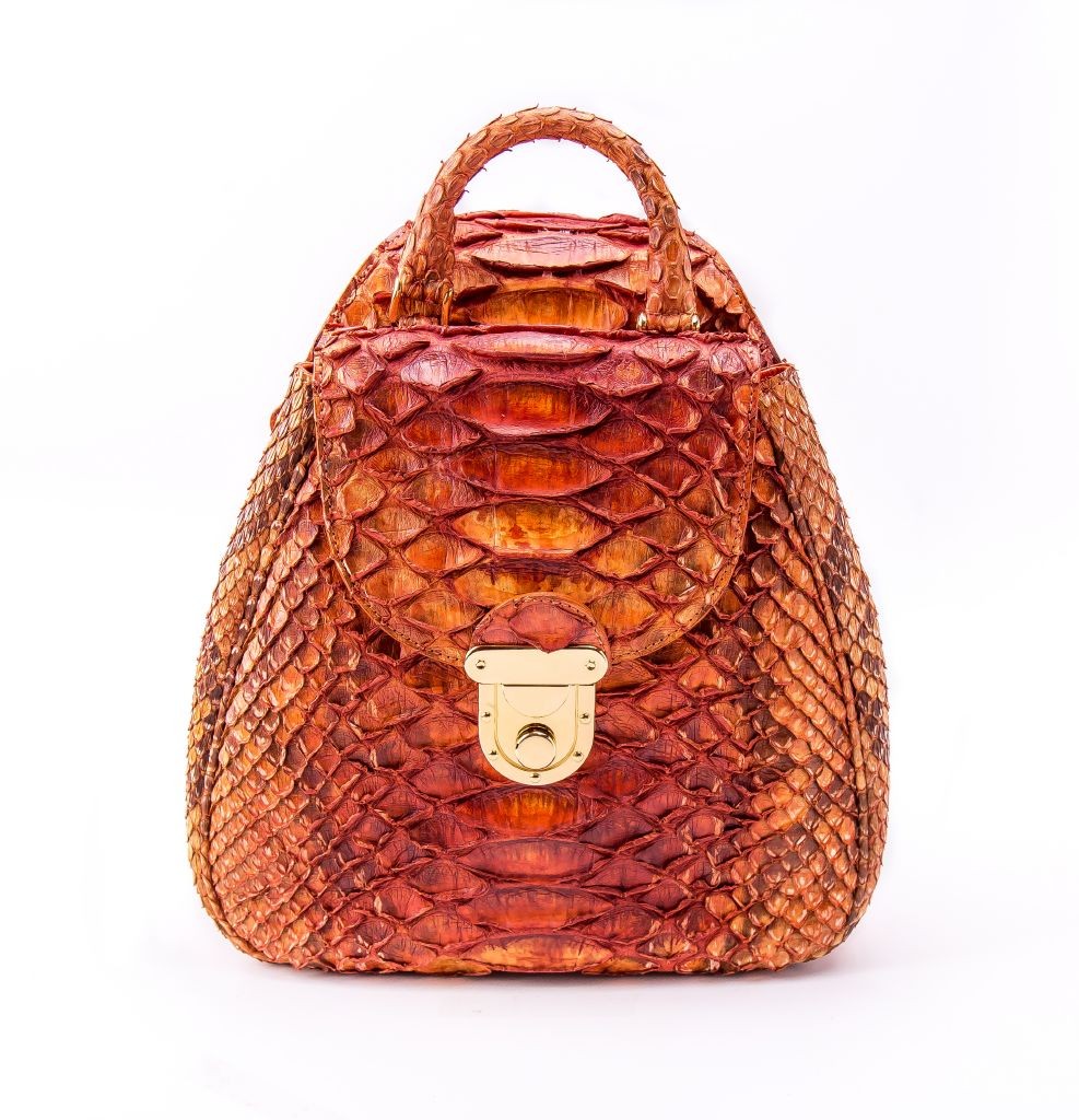 resized_Perla Backpack in Fiery Orange Pythin Print_AED 10000