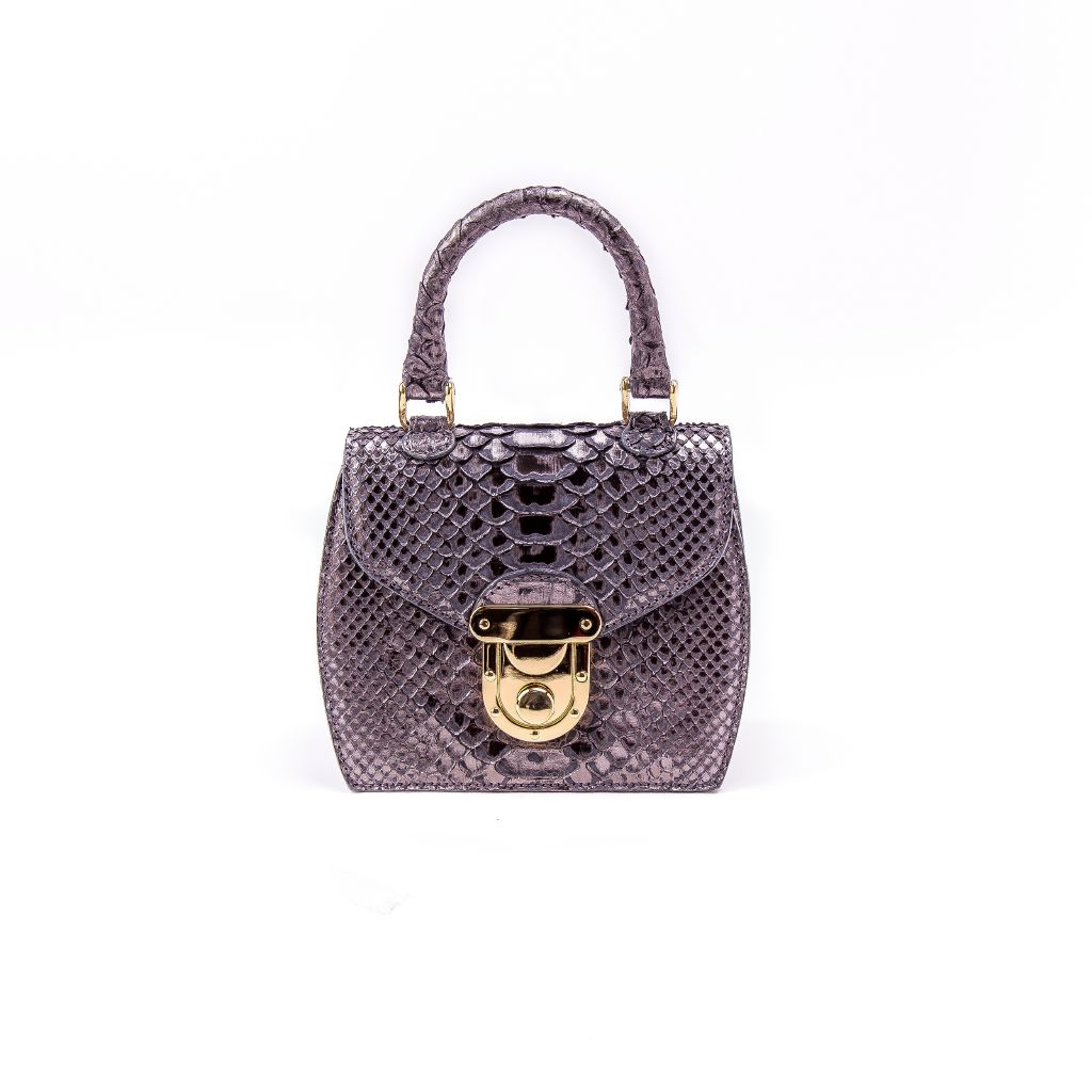 resized_Sienna Flapbag in Grey Metallic Python Print_AED 7000