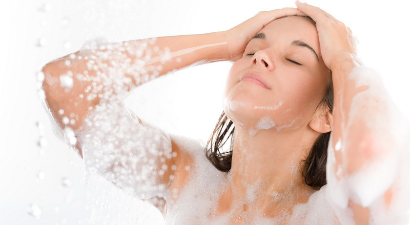Young woman enjoy shower