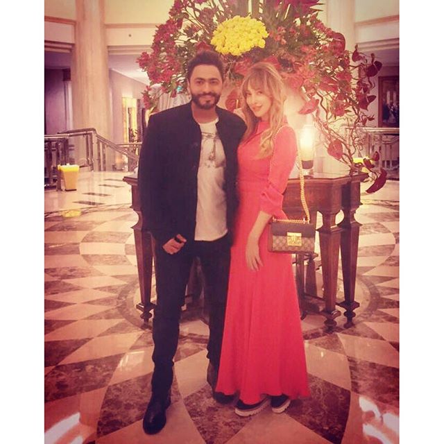 بسمه بوسيل برفقه زوجها الفنان تامر حسني