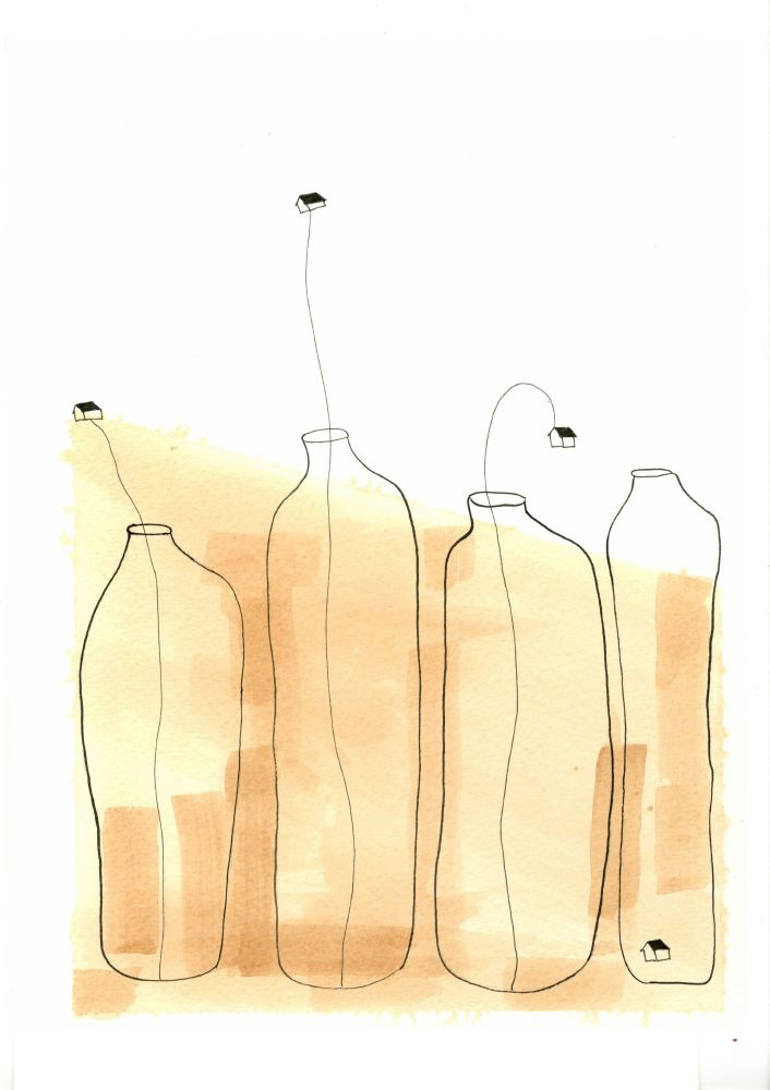 resized_Fragments Series # 2 C - Ink on Tea Tinted Paper - Harsheet Thukral