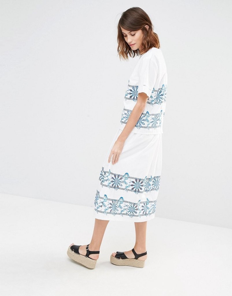 Warehouse-Embroidered-Cutowrk-T-Shirt-73-Midi-Skirt-105