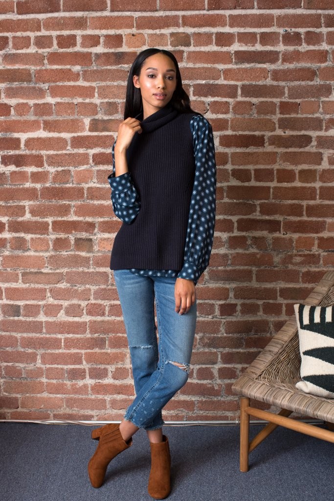 layer-sleeveless-sweater-over-blouse