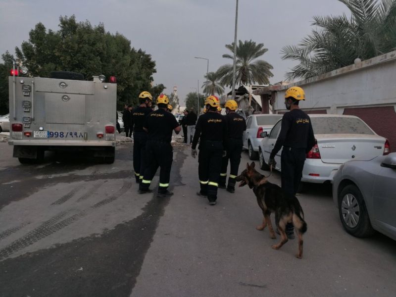 فرق الدفاع المدني في حادث تسرب غاز