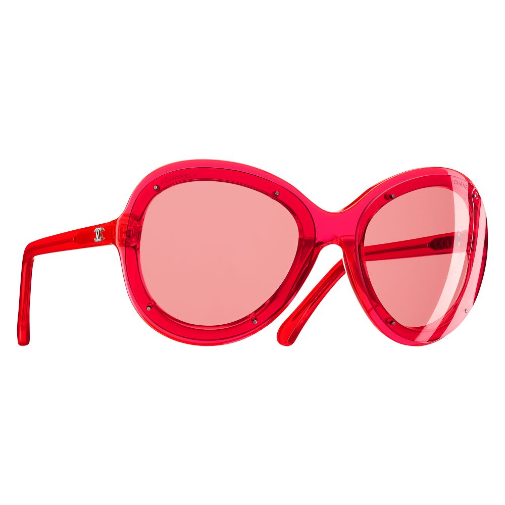 نظارات شانيل بلون الأحمر النيون