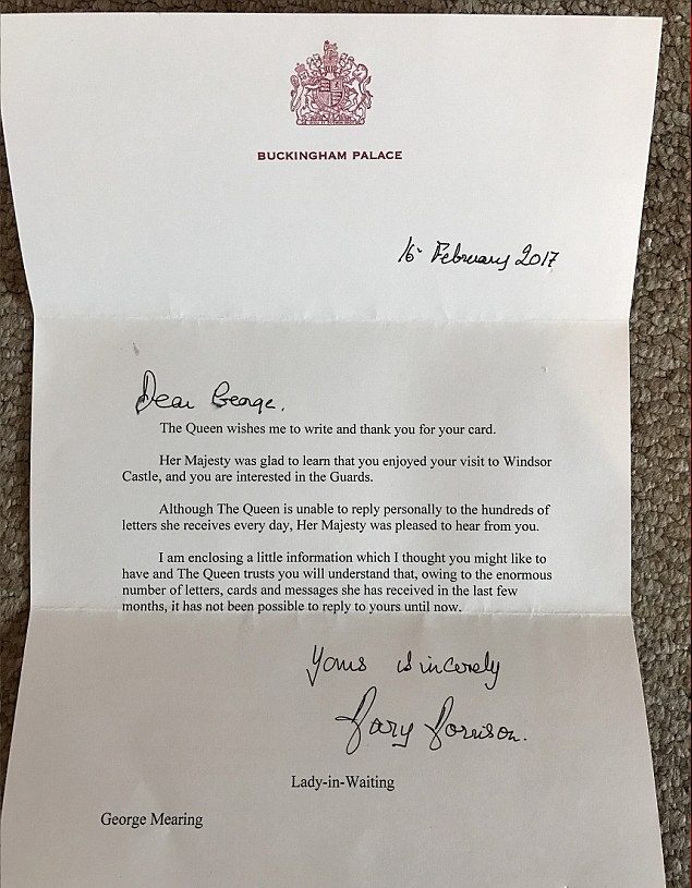خطاب جورج ميرينج إلى صاحبة الجلالة ملكة بريطانيا