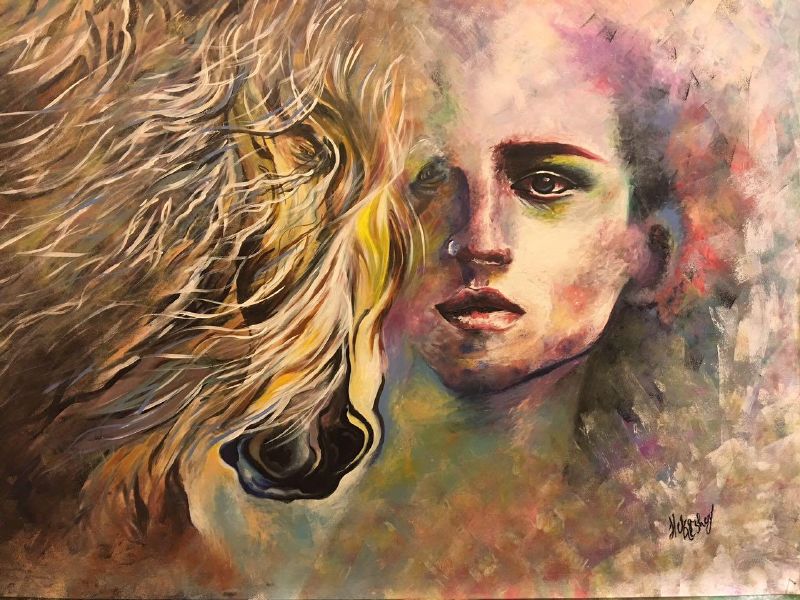 المعرض يحتوي على 32 لوحة تتنوع بين رسومات الزيت والاكريلك والميكس ميديا