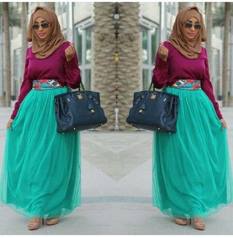 التنانير الطويلة أحدث صيحات ملابس المحجبات لصيف 2017