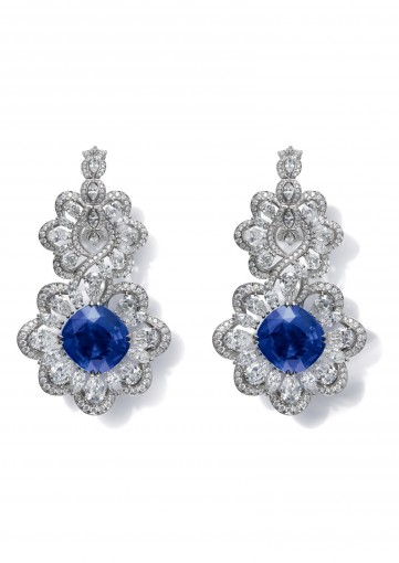 DIAMOND AND BURMESE SAPPHIRE EARRINGS