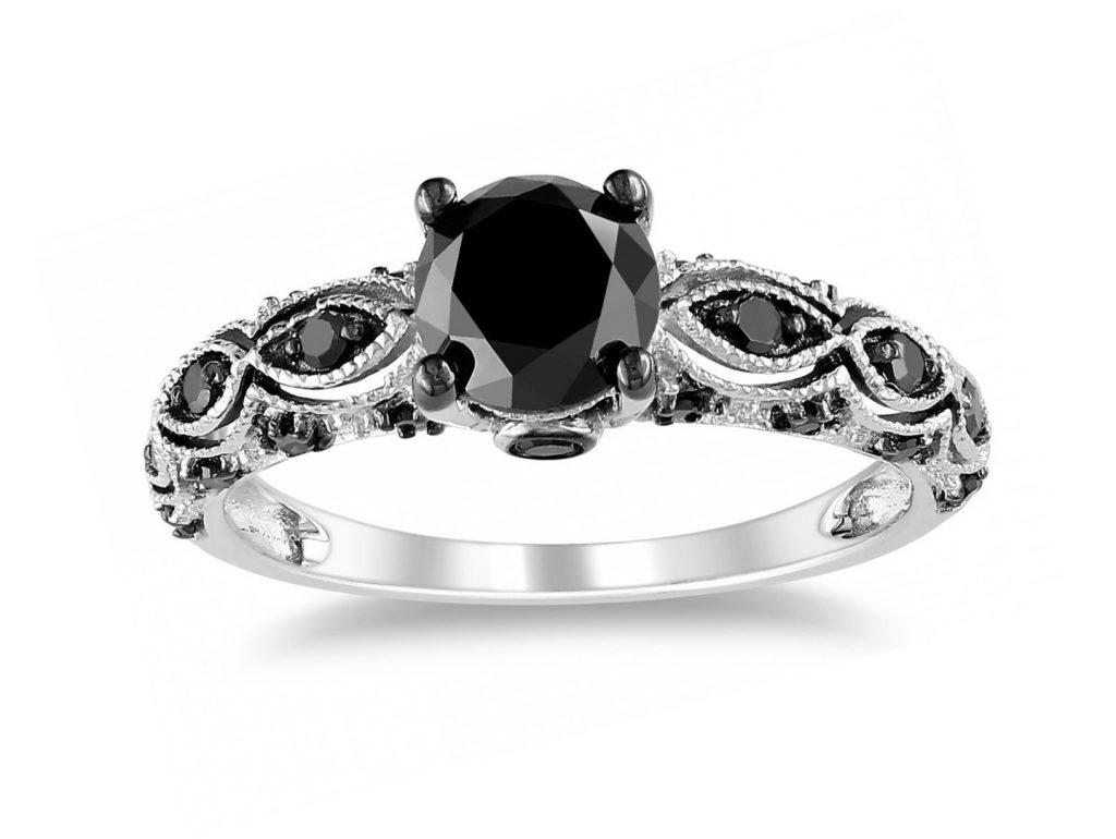 خاتم-بفصوص-ماس-اسود