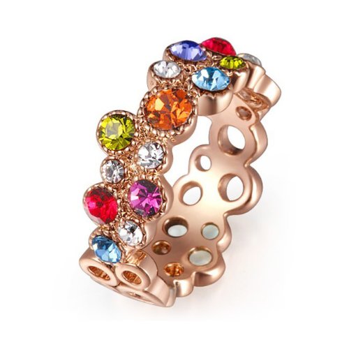 Rose-Gold-Finish-Multicolor-Swarovski-Crystal-Cocktail-Ring