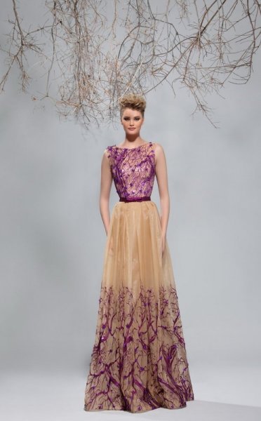 فستان-موف-وذهبي