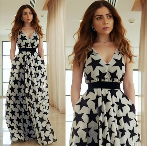 فستان مي الابيض والاسود