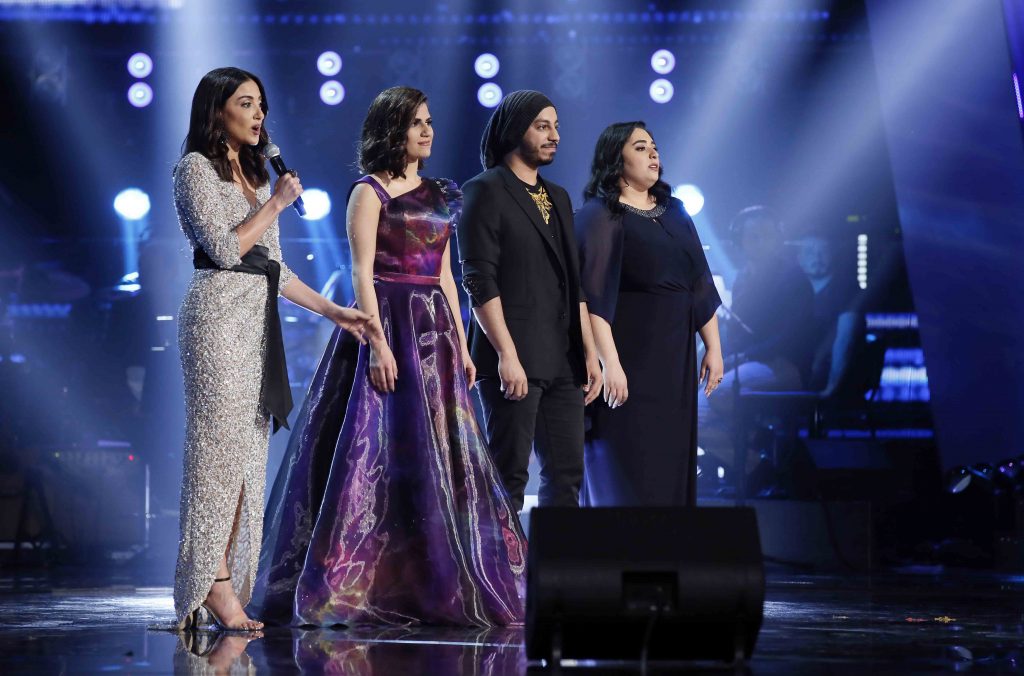 MBC1 & MBC MASR The Voice S4- Live 1- Ahlam's team- Doumouh Siwara, AbdelRahman AlMofarrej and Olga Al Kadi