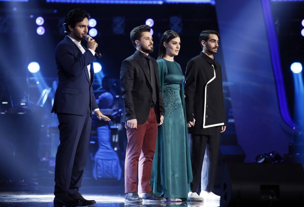 MBC1 & MBC MASR The Voice S4- Live 1- Elissa's team- Hassan Al Attar, Jiana Ghantous and Ahmad Al Hallak