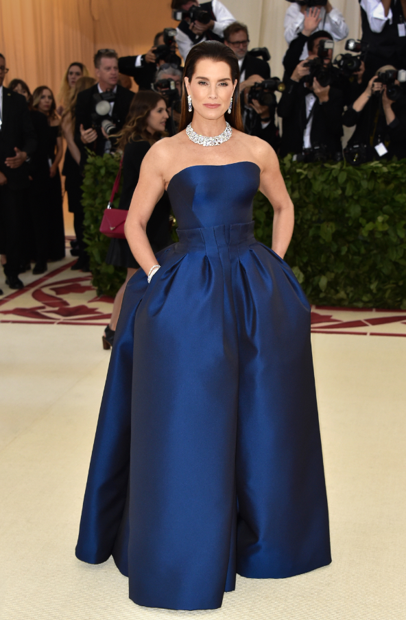 Brooke Shields wore high jewelry pieces from the Tiffany Paper Flowers™ collection to the 2018 Met Gala.