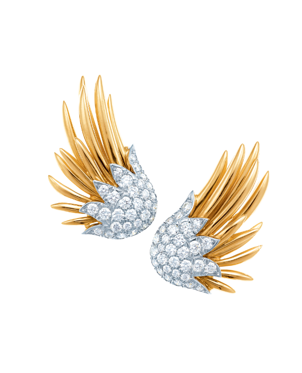Flames diamond earrings set in 18k gold and platinum by Jean Schlumberger for Tiffany & Co.