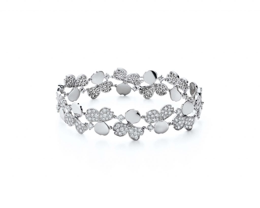 Tiffany Paper Flowers™ bracelet in platinum with diamonds.