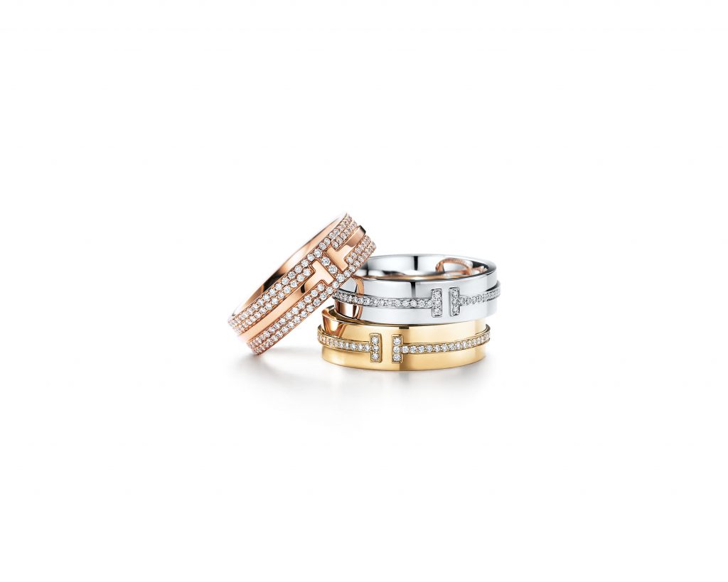 Tiffany T two ring in 18k rose gold with pavé diamonds Tiffany T two ring in 18k white gold with diamonds Tiffany T tw