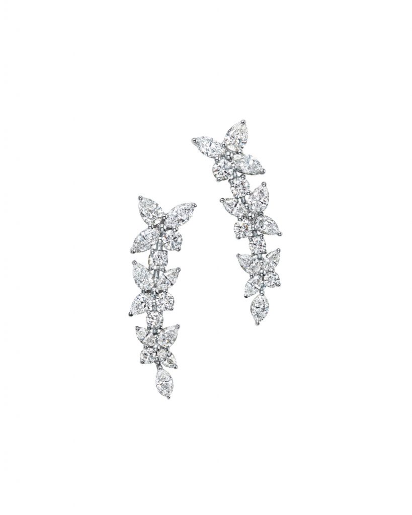 Tiffany Victoria™ earrings in platinum with mixed-cut diamonds