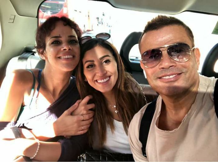 عمرو دياب وابنته ودينا الشربيني