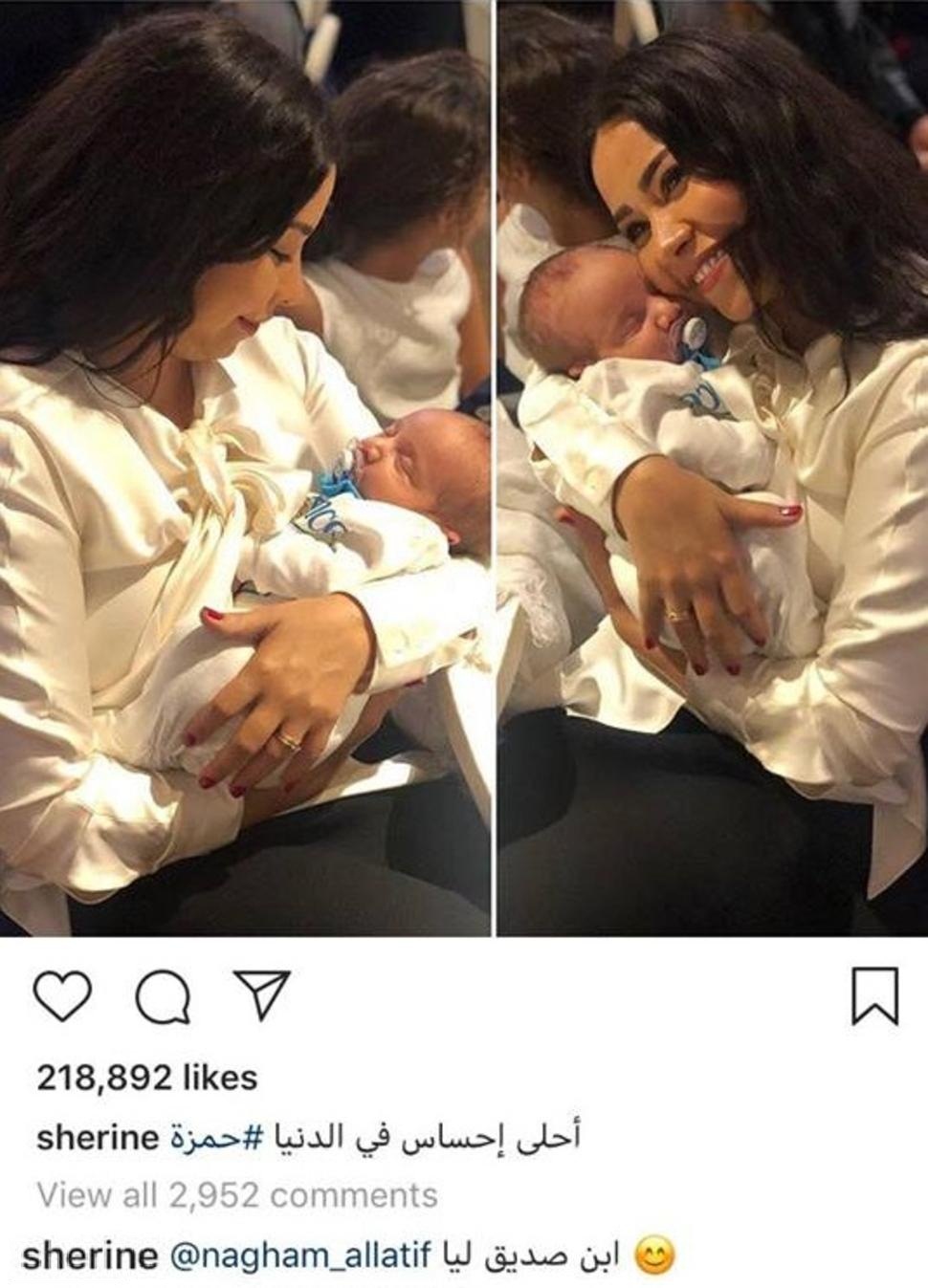 شيرين تثير الجدل بصورة مع رضيع