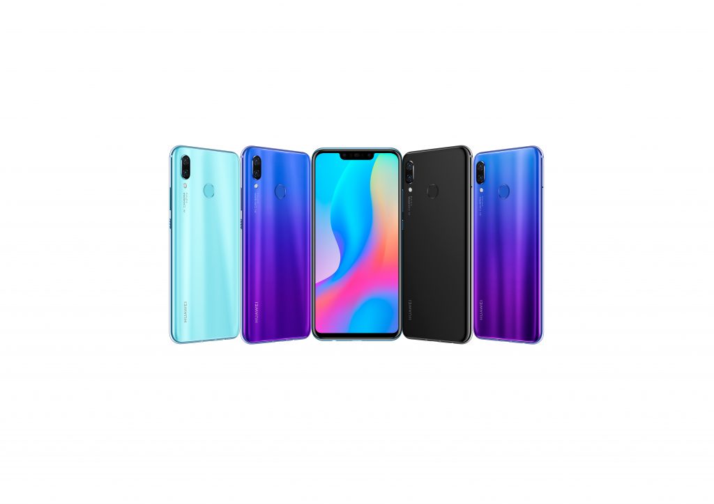 HUAWEI nova 3 group shot of different colours