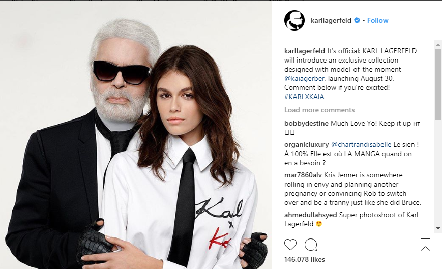 الصورة التي نشرها كارل لاغرفيلد على حسابه